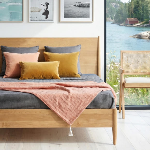 Cama doble DALHIA - Estilo escandinavo de madera, 140 x 200