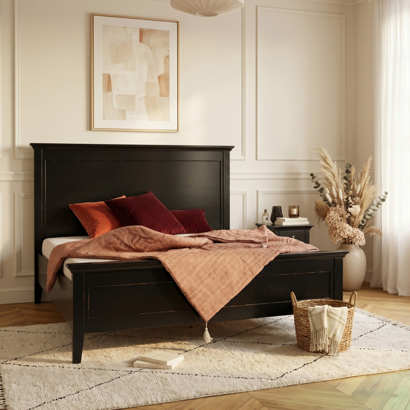 VANESSA - Double bed in lacquered solid pine, 160 x 200