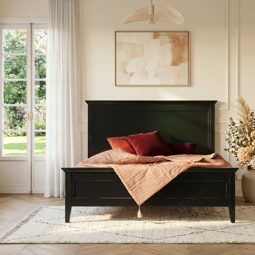 VANESSA - Double bed in lacquered solid pine, 160 x 200