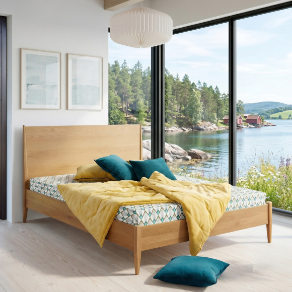 DALHIA - Scandinavian Double Bed in Oak 160x200