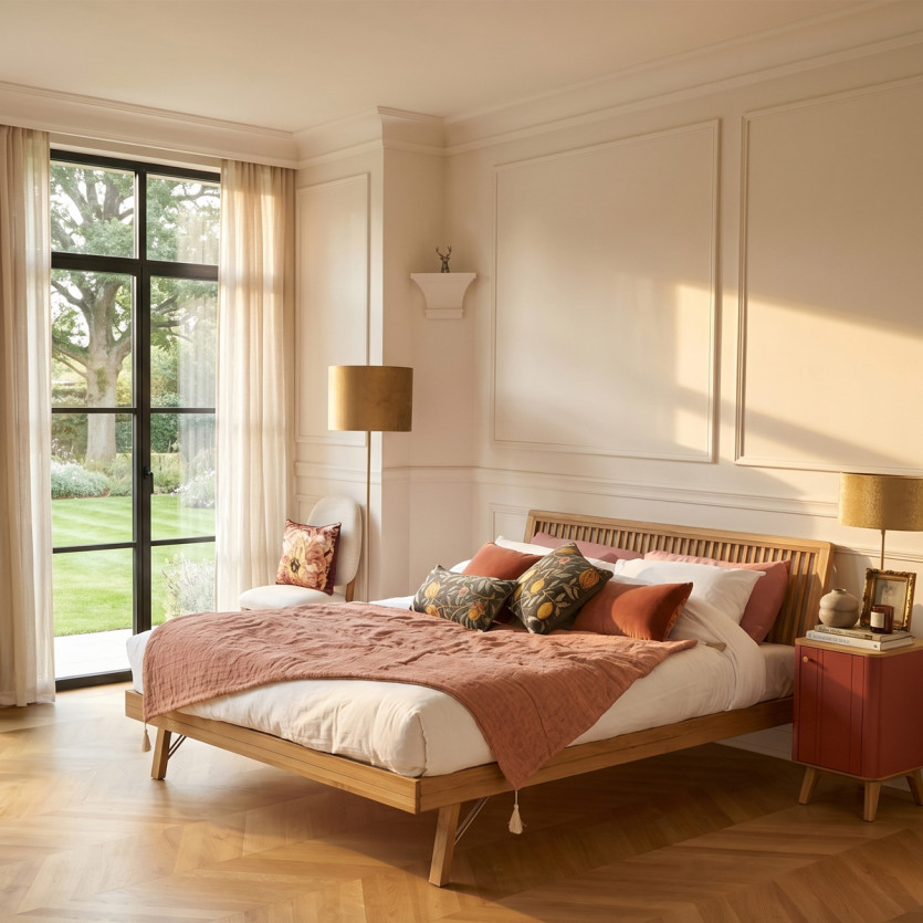 GABRIEL - Lit deux places, style moderne en bois massif 160 x 200