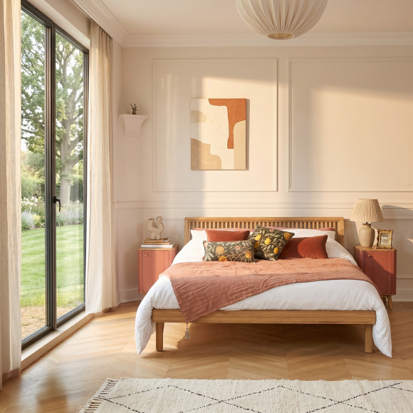 GABRIEL - Cama de dos plazas, estilo moderno de madera maciza 160 x 200
