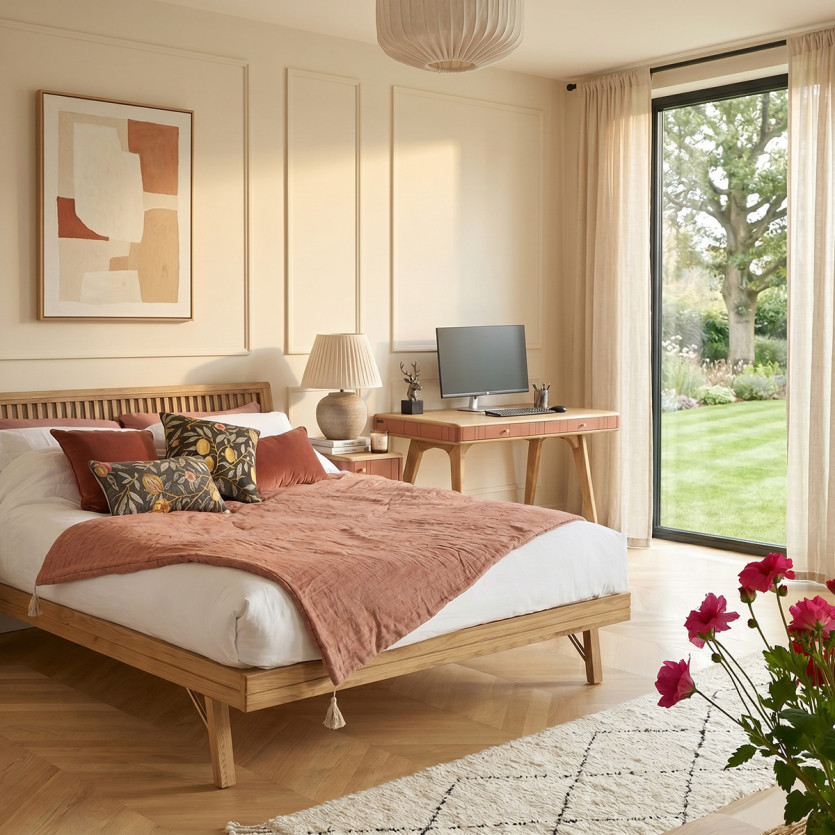 GABRIEL - Lit deux places, style moderne en bois massif 160 x 200