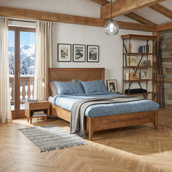 Cama de casal BRADLEY - Estilo contemporâneo em pinho maciço, 160 x 200, madeira certificada FSC®