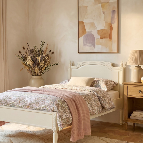 Lit singolo HANNAH - Stile shabby chic in legno verniciato, 1 posto, 90 x 190