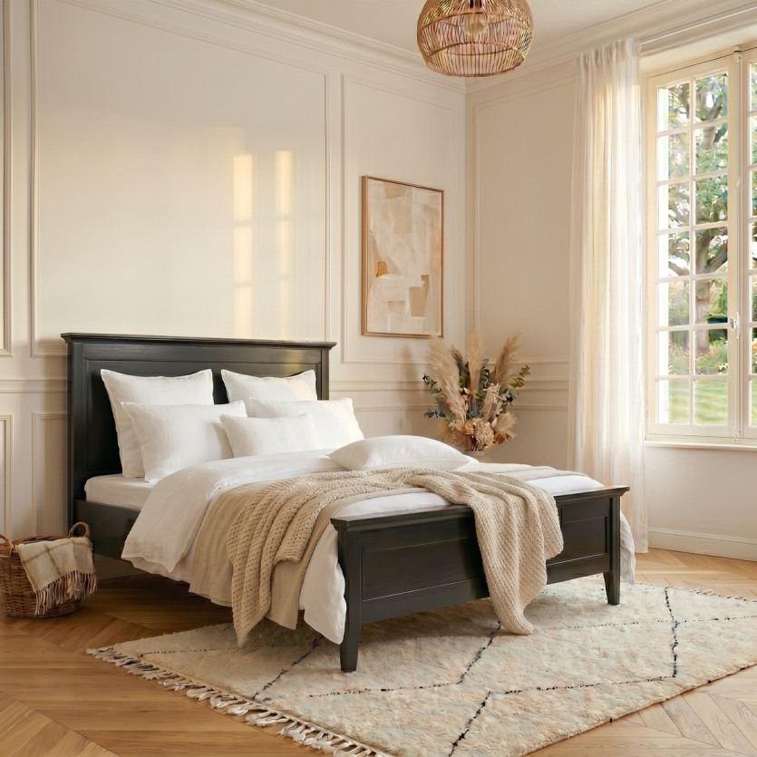 VANESSA - Double bed in lacquered solid pine, 160 x 200