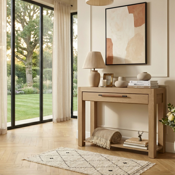 MEGÈVE-zijtafel – Eigentijdse stijl van massief hout, 1 lade, FSC®-gecertificeerd hout