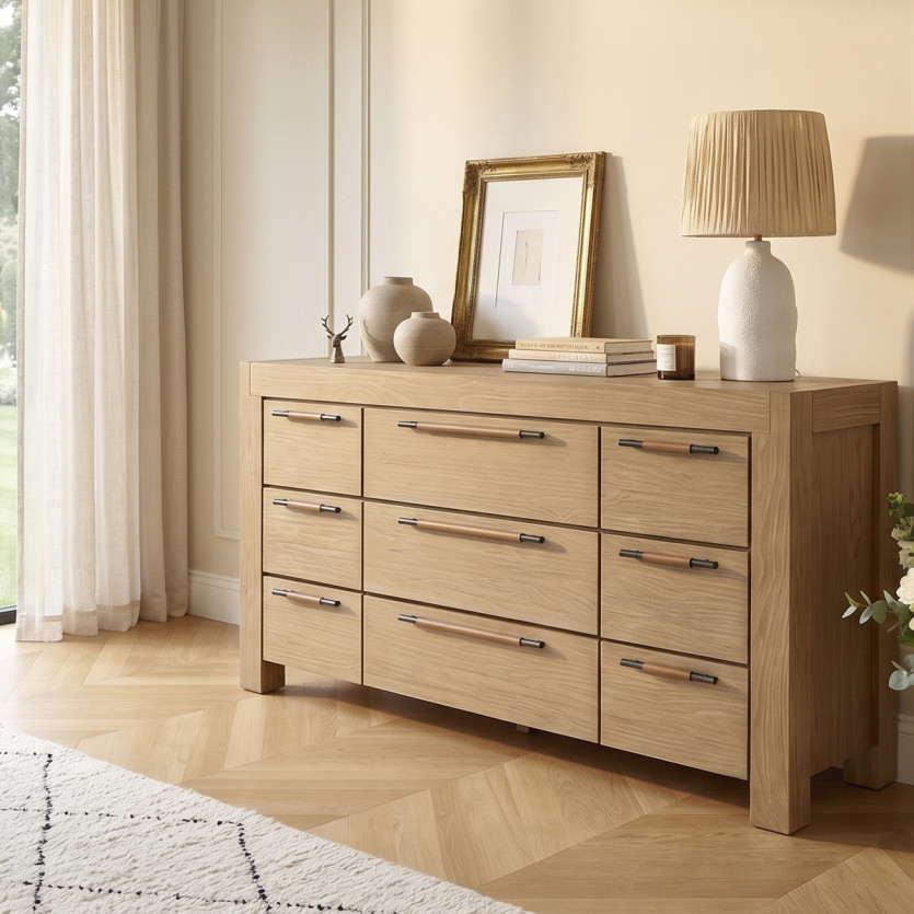 MEGÈVE – Commode en pin style contemporain, 9 tiroirs, bois certifié FSC®