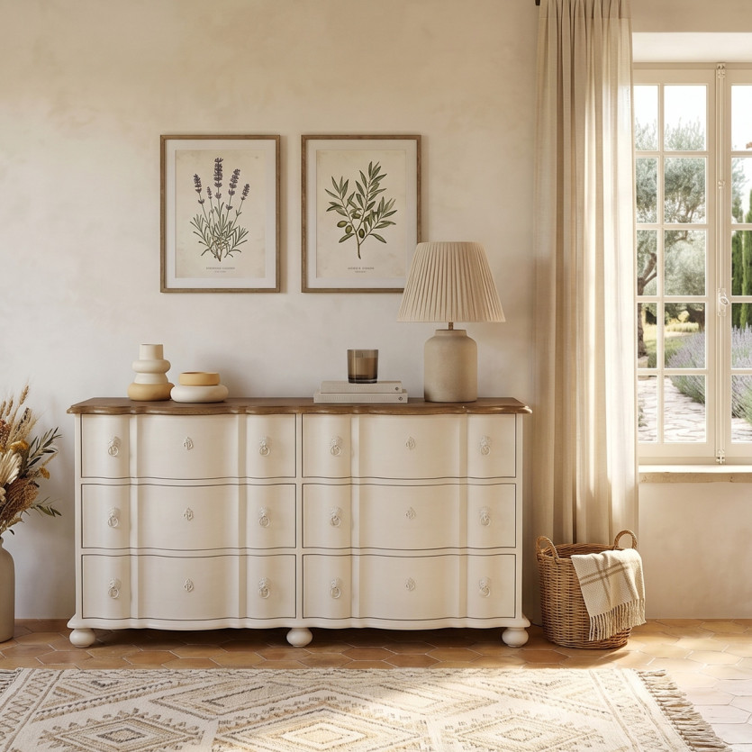 GOODMOON - Commode en bois style shabby chic, 6 tiroirs, bois certifié FSC®