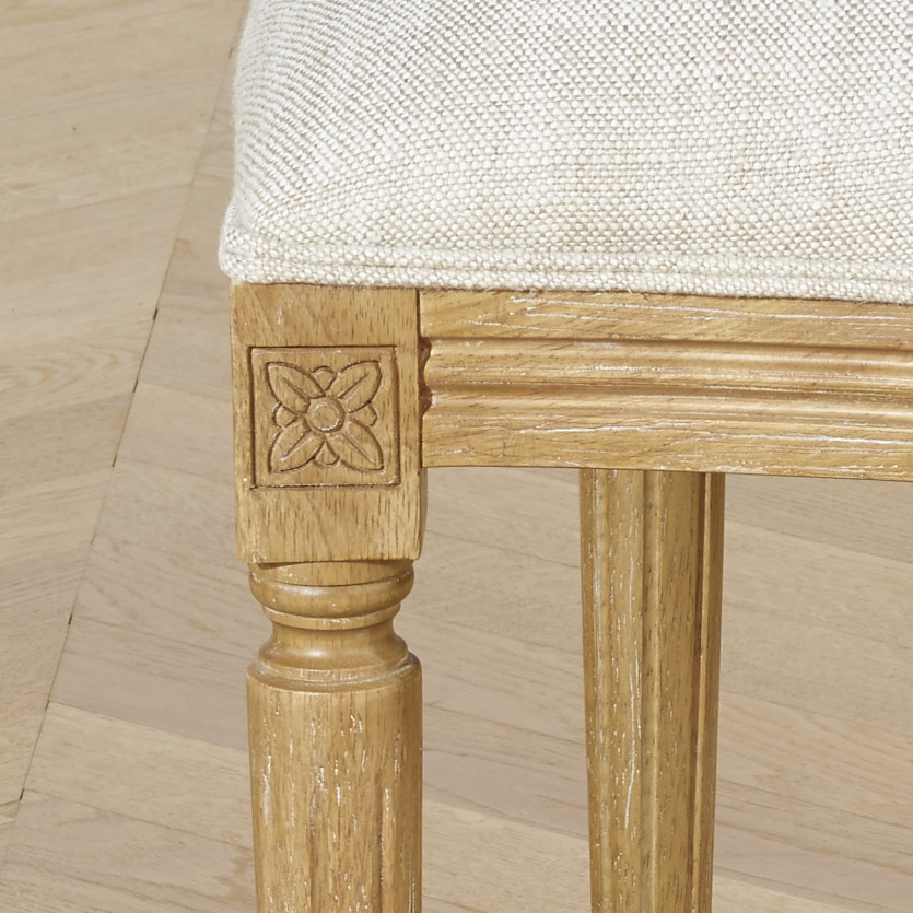 Set aus 2 MEDAILLON-Stühlen - Shabby-Chic-Stil aus massivem Holz und Premium-Leinen