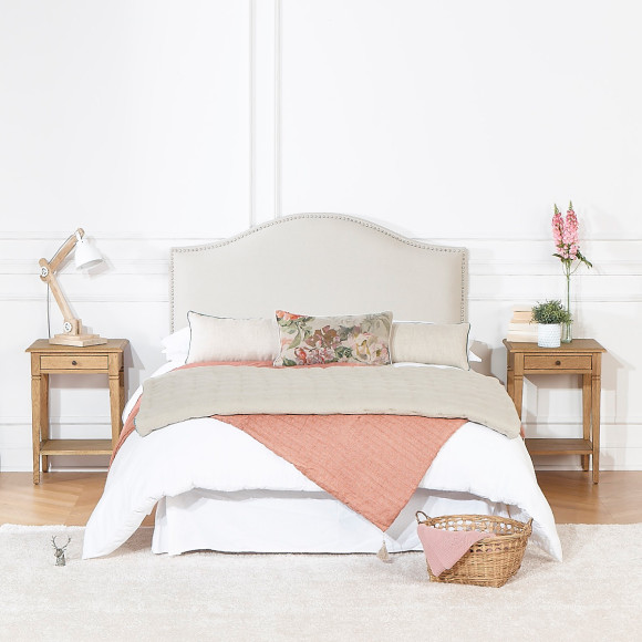 APOLLINAIRE Headboard – Romantic style, in linen and cotton, nailhead trim