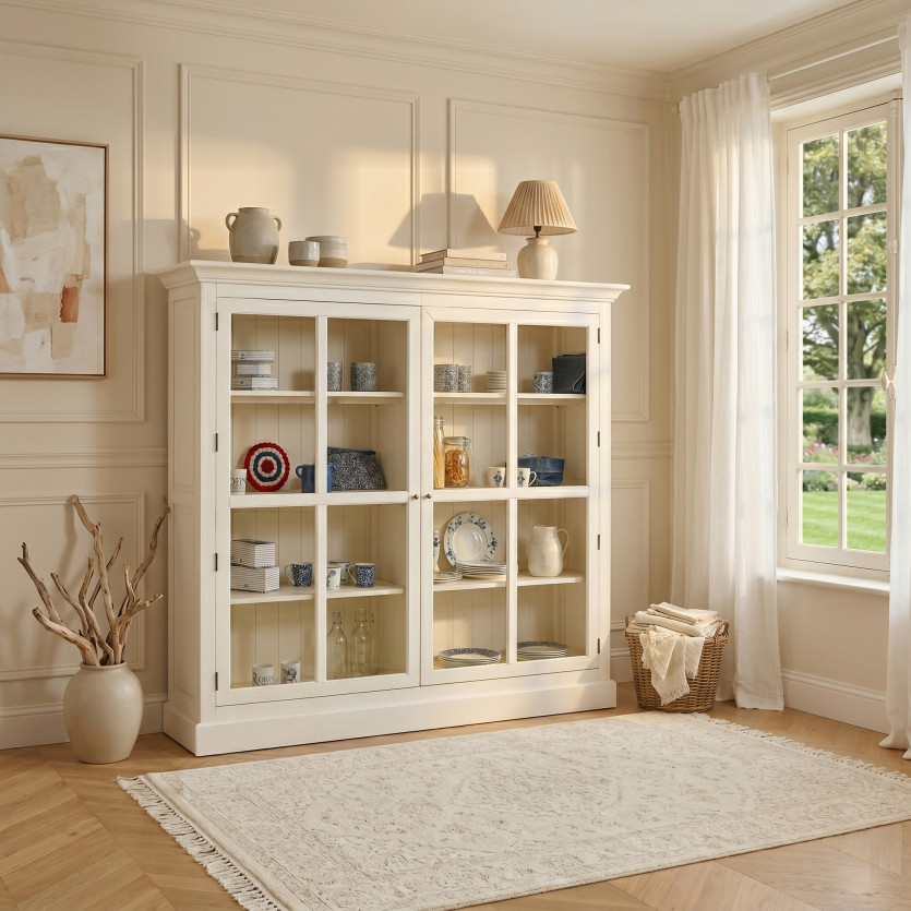 KENNETH - Romantic style painted wood showcase, 2 doors
