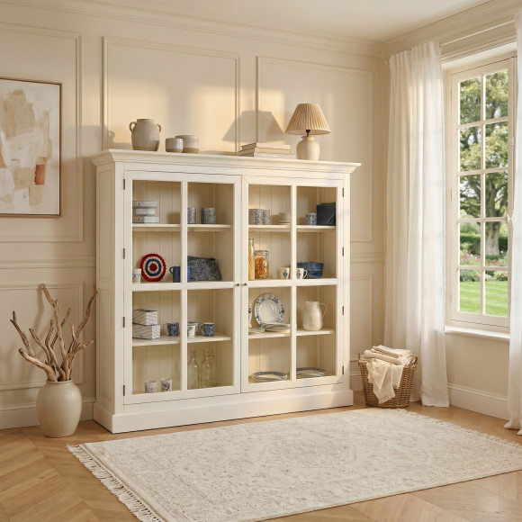 KENNETH - Romantic style painted wood showcase, 2 doors