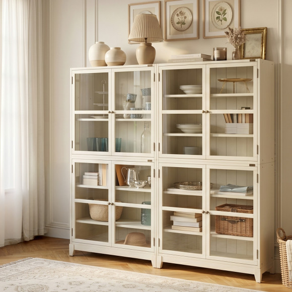 HELIO – Meuble modulable blanc style bord de mer , 2 portes, bois certifié FSC®