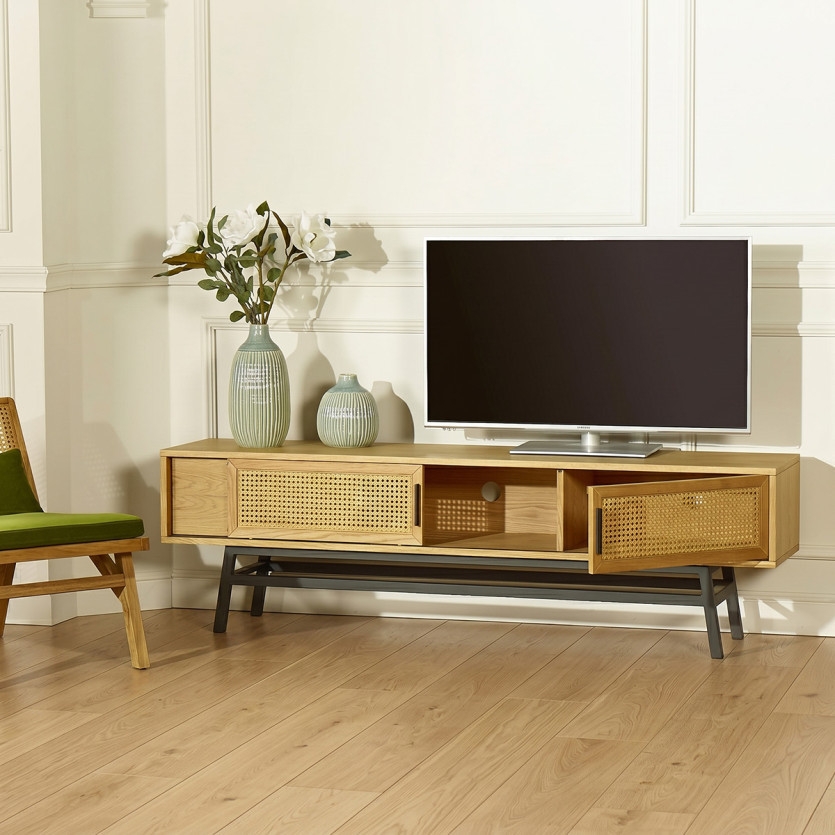 LALALA - Skandinavischer TV-Schrank aus Holz und Robinie, 2 Türen, 1 Schublade
