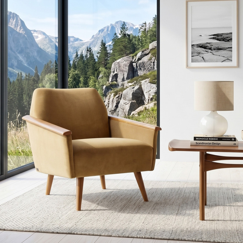 Fauteuil SANDER - Style scandinave en bois massif, bois certifié FSC®, 1 personne