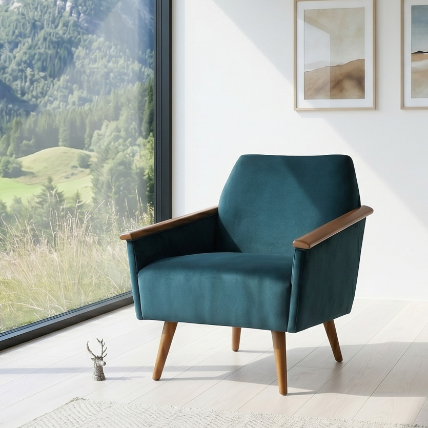 Fauteuil SANDER - Style scandinave en bois massif, bois certifié FSC®, 1 personne