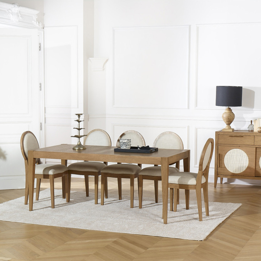 Table à manger fixe MONTANA M180 - Style moderne en chêne, 8 convives, 180 x 90 cm