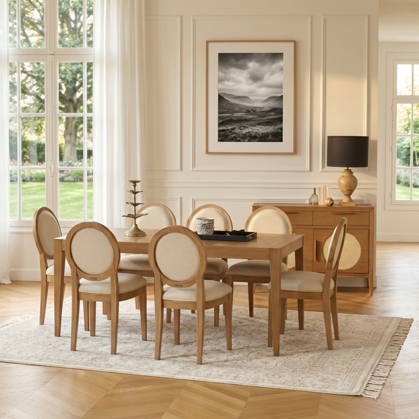 Table à manger fixe MONTANA M180 - Style moderne en chêne, 8 convives, 180 x 90 cm