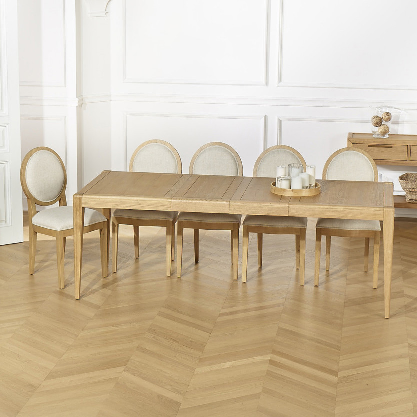 Table à manger extensible TENNESSEE 2R220 - Style moderne en chêne, 10 convives, 140-220 x 90 cm