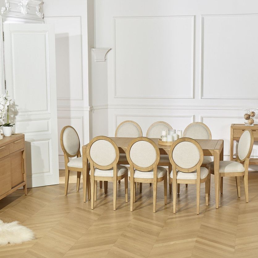Table à manger extensible TENNESSEE 2R220 - Style moderne en chêne, 10 convives, 140-220 x 90 cm