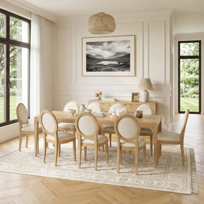 Table à manger extensible TENNESSEE 2R220 - Style moderne en chêne, 10 convives, 140-220 x 90 cm