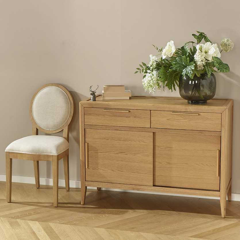 Petit buffet TENNESSEE - Style contemporain en chêne, 2 portes, 2 tiroirs