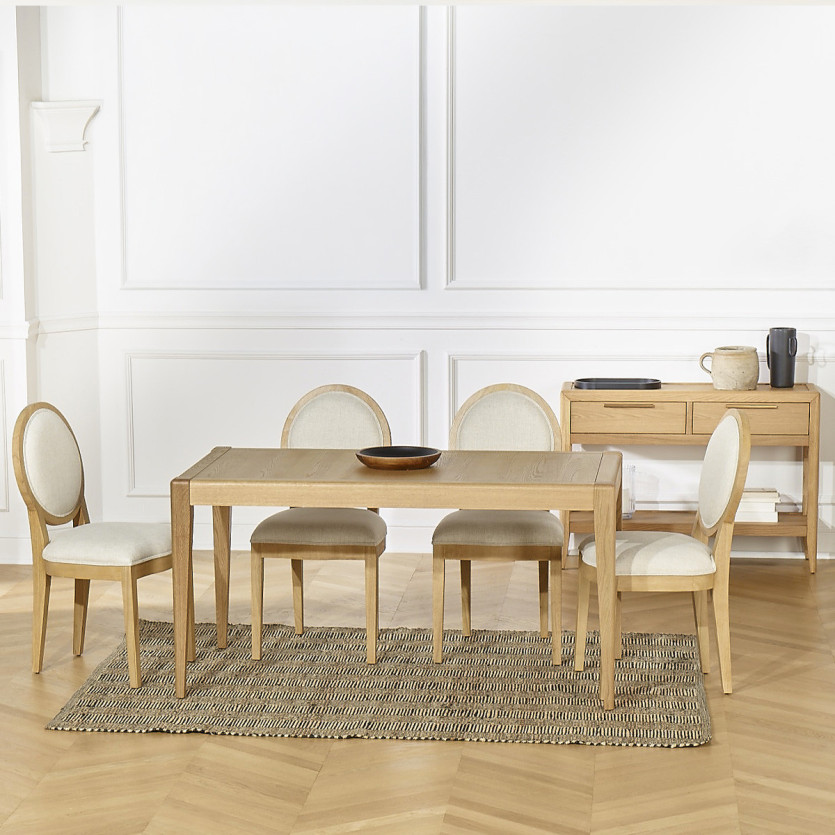 Mesa de jantar fixa TENNESSEE S150 - Estilo moderno em carvalho, 6 lugares, 150 x 78 cm