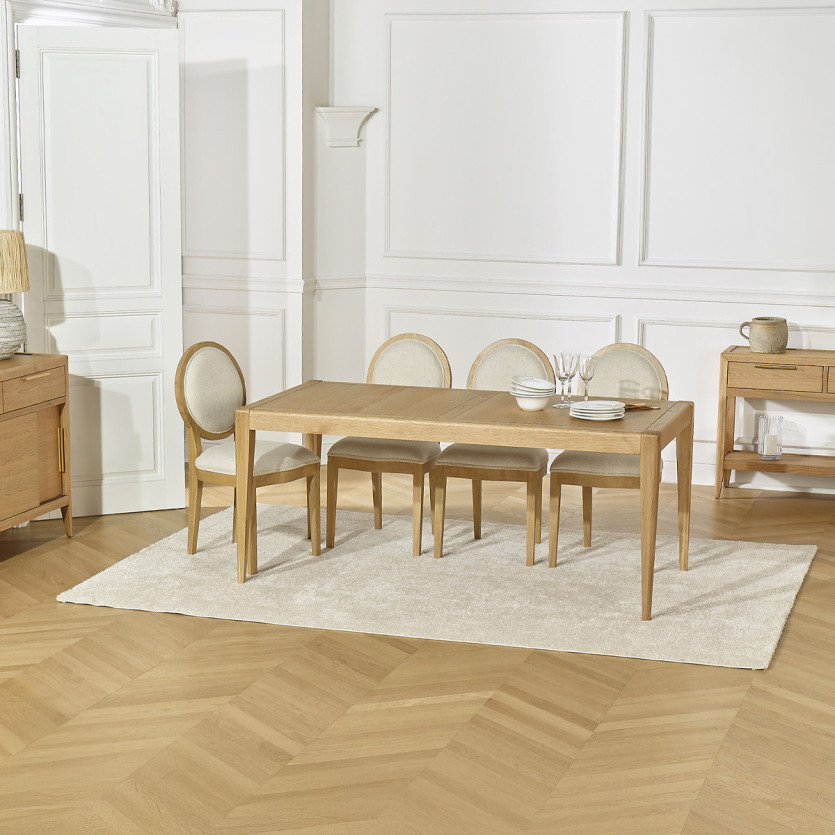 Table à manger fixe TENNESSEE M180 - Style moderne en chêne, 8 convives, 180 x 90 cm