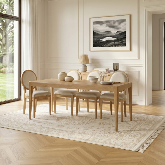 Mesa de jantar fixa TENNESSEE M180 - Estilo moderno em carvalho, 8 lugares, 180 x 90 cm