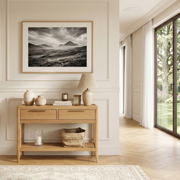Consolle d'ingresso TENNESSEE - Stile contemporaneo, piano in rovere, 2 cassetti