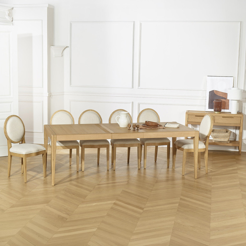 Table à manger extensible TENNESSEE 2R280 - Style moderne en chêne, 12 couverts, 180-280 x 100 cm