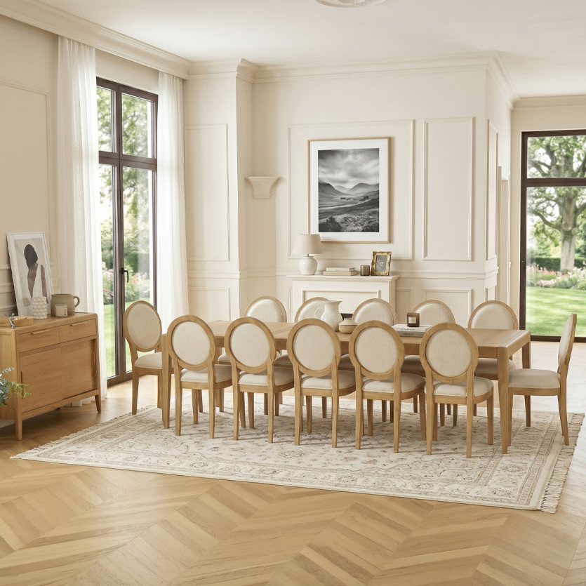 Table à manger extensible TENNESSEE 2R280 - Style moderne en chêne, 12 couverts, 180-280 x 100 cm