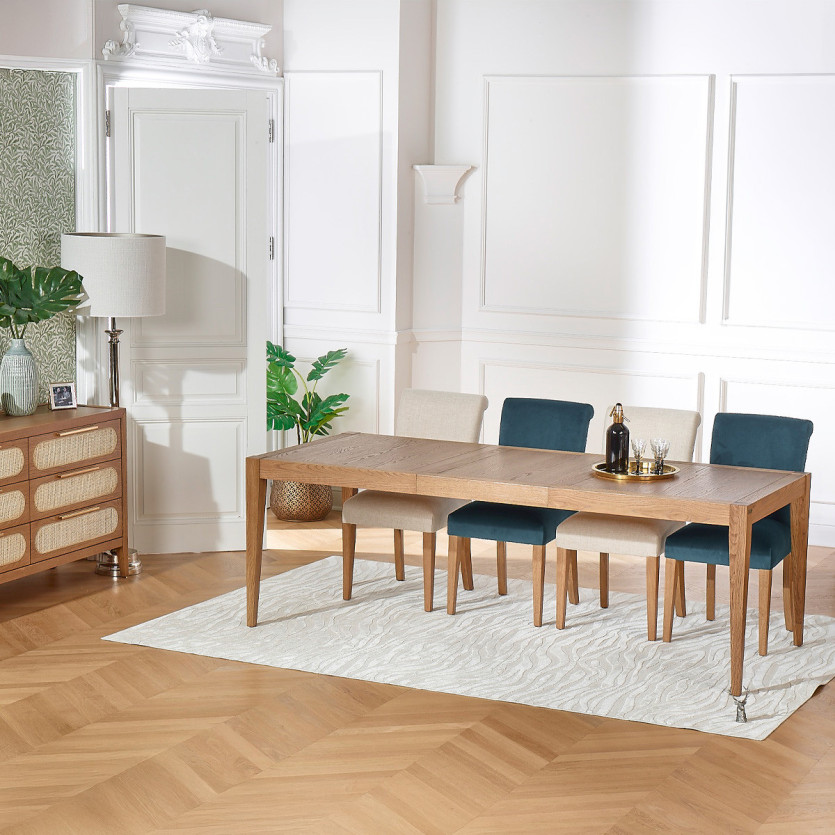 MONTANA - Table à manger extensible style moderne en chêne, 10 convives