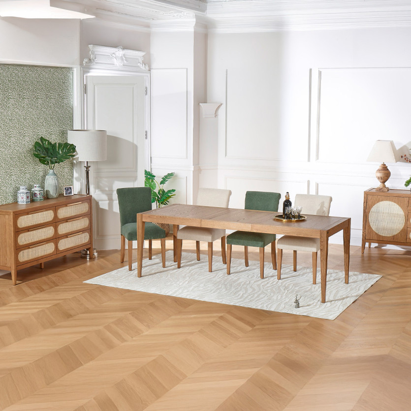 MONTANA - Table à manger extensible style moderne en chêne, 10 convives
