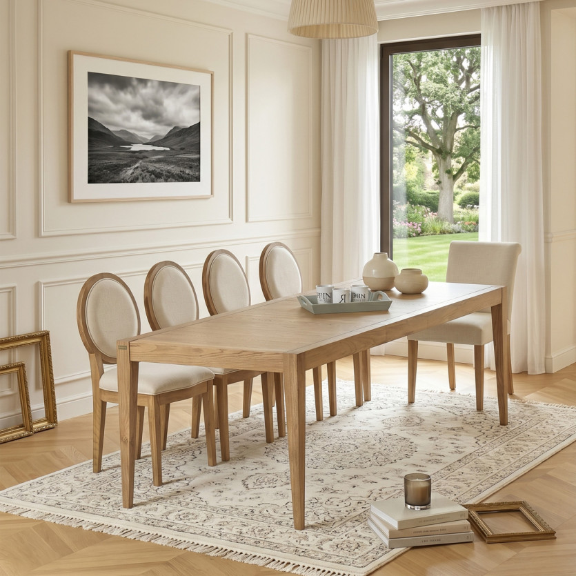 MONTANA - Table à manger extensible style moderne en chêne, 10 convives