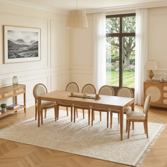 Mesa de comedor extensible MONTANA 2R - Estilo moderno en roble, 10 comensales, 140-220 x 90 cm