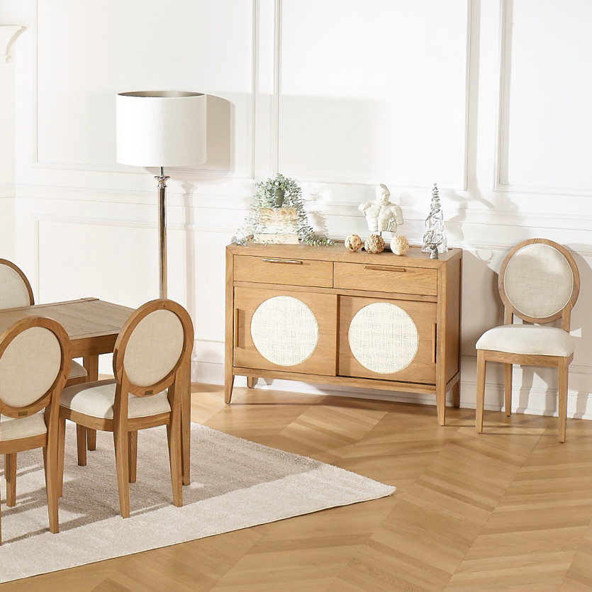 Klein dressoir MONTANA - Eigentijdse stijl in eikenhout, 2 deuren, 2 laden