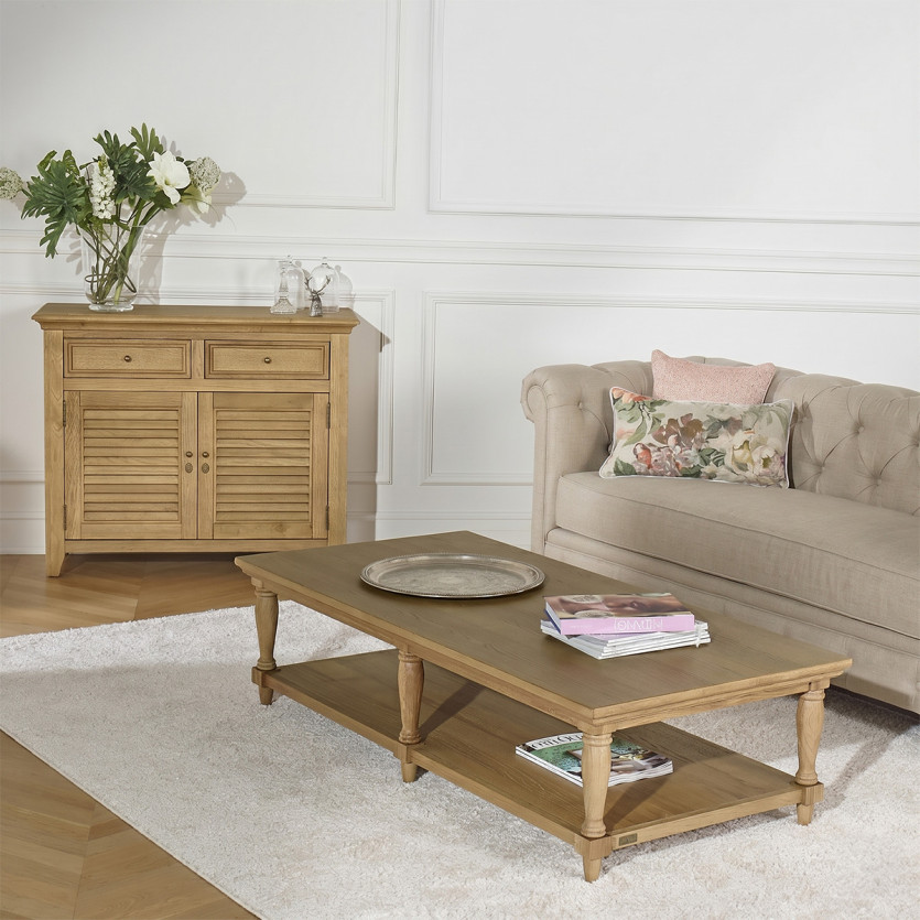 Tavolino lungo EDINBURGH - Stile shabby chic, 1 mensola bassa