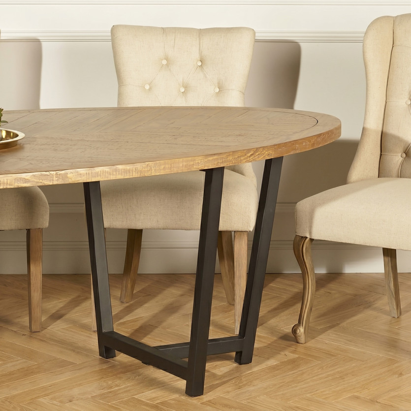 Ovale eettafel JACKSON - Moderne stijl in hout en metaal, 8 tot 10 zitplaatsen