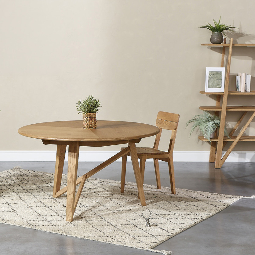 LUCETTE - Runder Esstisch im zeitgenössischen Stil, Massivholz Eiche, 4/6 Gedecke