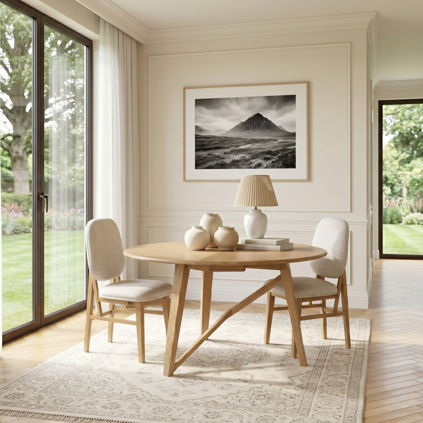 Ronde eettafel RACHEL - Moderne stijl, eikenhout, 6 zitplaatsen