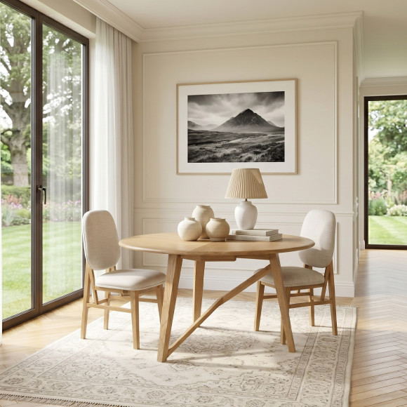 Table à manger ronde RACHEL -  Style contemporain, chêne, 6 couverts