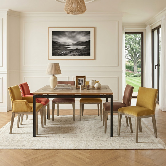 ZAZIE – Eettafel in industriële stijl van hout en metaal, 8 zitplaatsen, hout met FSC®-certificering