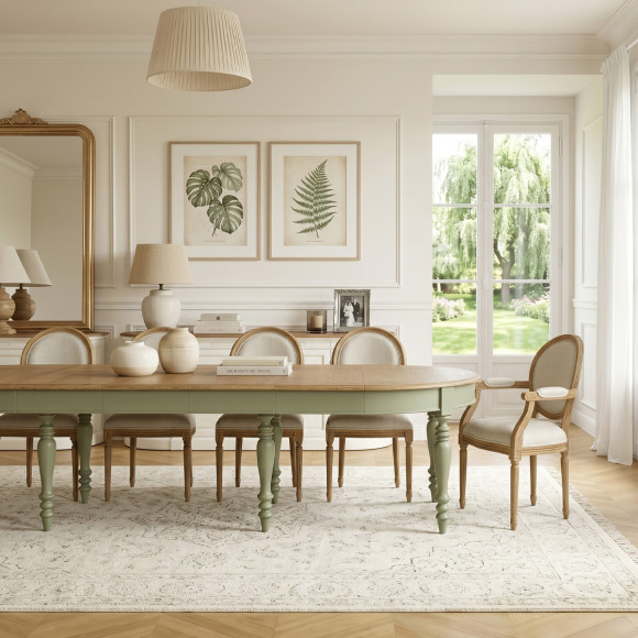 JADE – Ausziehbarer Tisch im Shabby-Chic-Stil, Eichenplatte, 16 Personen