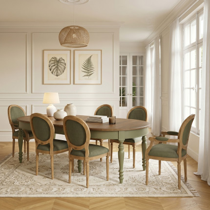 JADE – Tavolo allungabile stile shabby chic, piano in rovere, 16 persone
