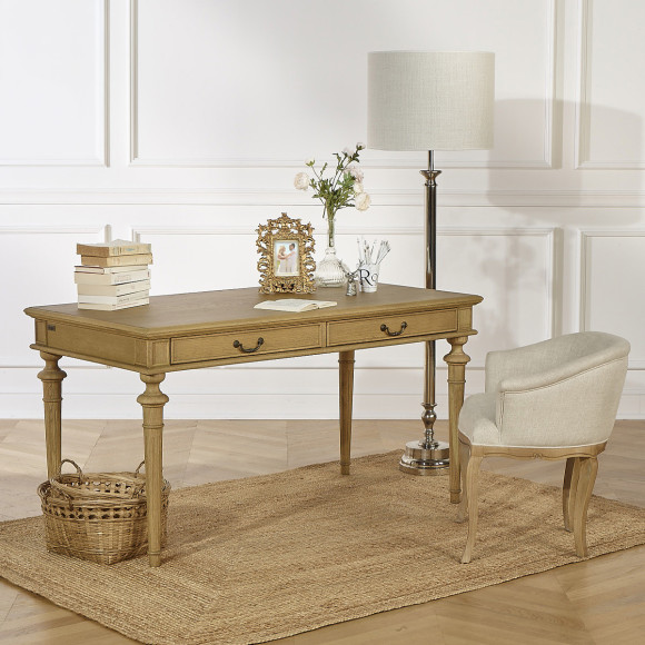 Bureau YVAN - Stile shabby chic, piano in rovere, 2 cassetti