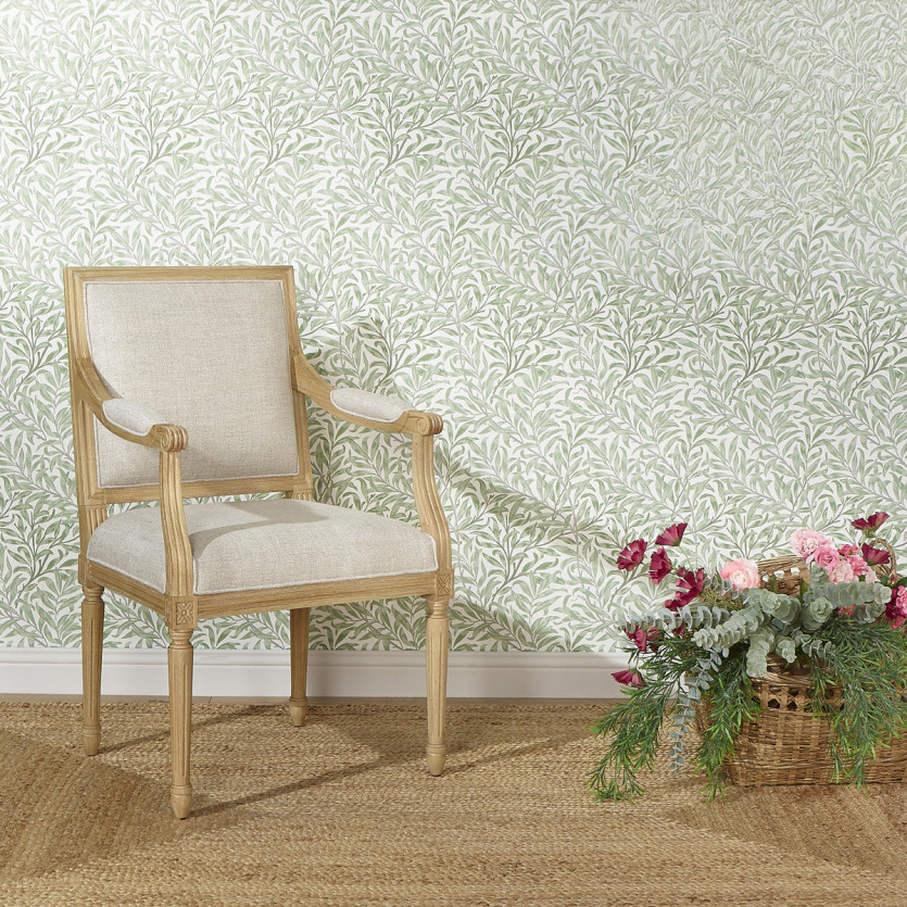 Fauteuil de table ASTRID - Style classique en bois massif et lin premium, 1 place