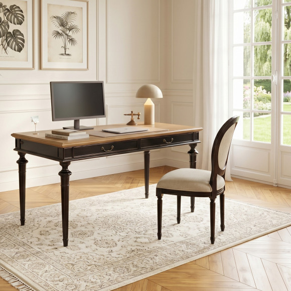 YVAN Desk - Shabby chic style, oak top, 2 drawers, FSC® certified wood