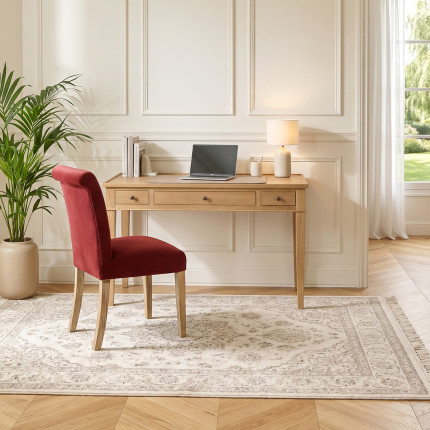 Bureau chêne, 3 tiroirs, 2 tirettes, CAMUS
